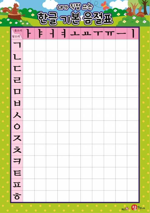 韩文基本音节表书写练习
